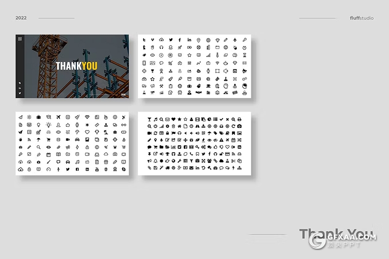 40页黑橙色企业建筑施工工程项目展示国外PPT模板 - 顶尖PPT