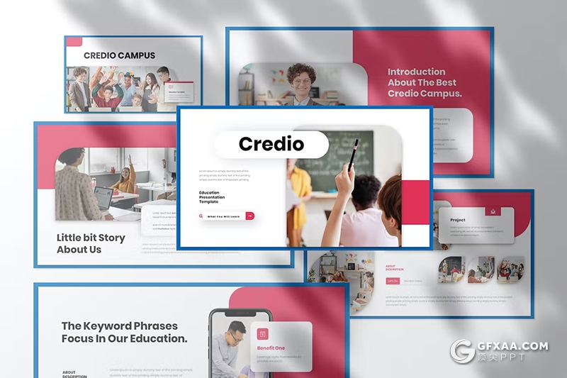 30页大气精美扁平化大学教育培训宣传介绍通用国外PPT模板 - 顶尖PPT