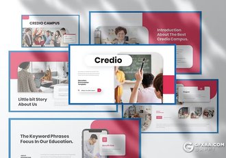 30页大气精美扁平化大学教育培训宣传介绍通用国外PPT模板 - 顶尖PPT