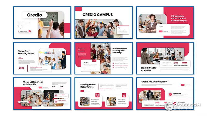 30页大气精美扁平化大学教育培训宣传介绍通用国外PPT模板 - 顶尖PPT