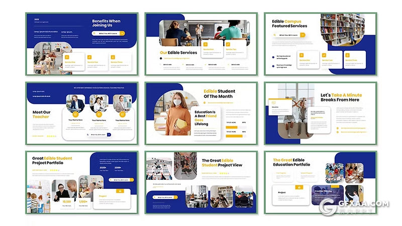 30页大气精美大学教育培训宣传国外PPT模板 - 顶尖PPT