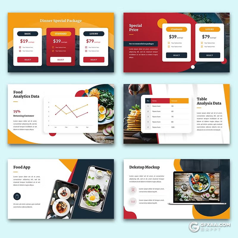 36页餐厅美食介绍展示国外PPT模板 - 顶尖PPT