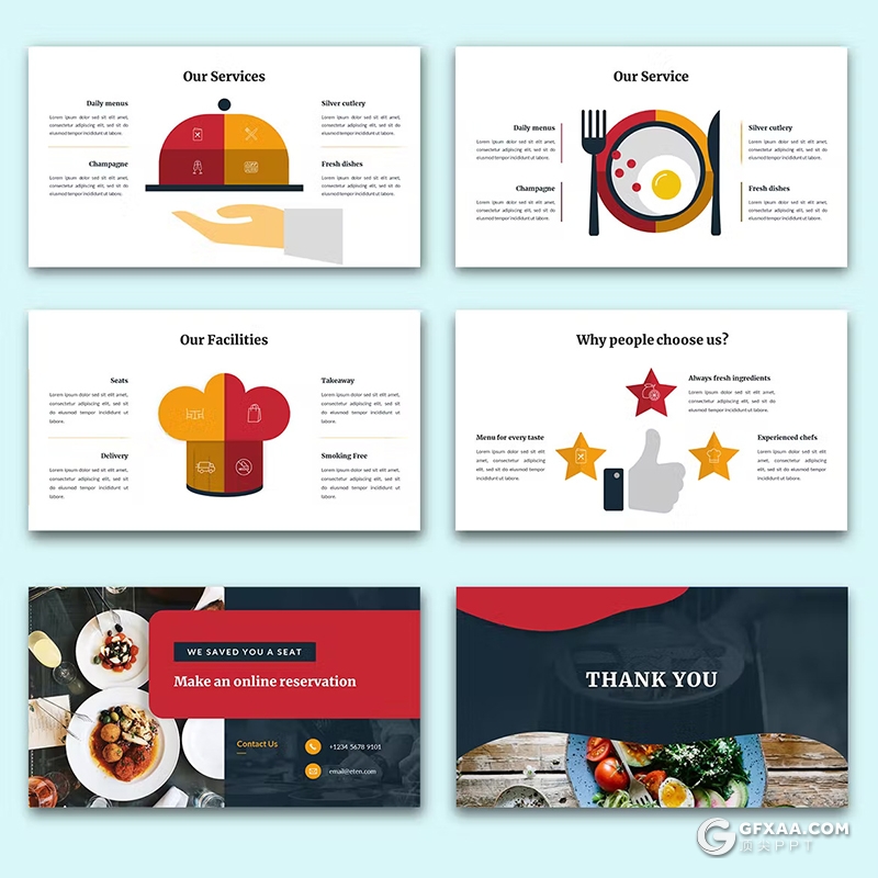 36页餐厅美食介绍展示国外PPT模板 - 顶尖PPT