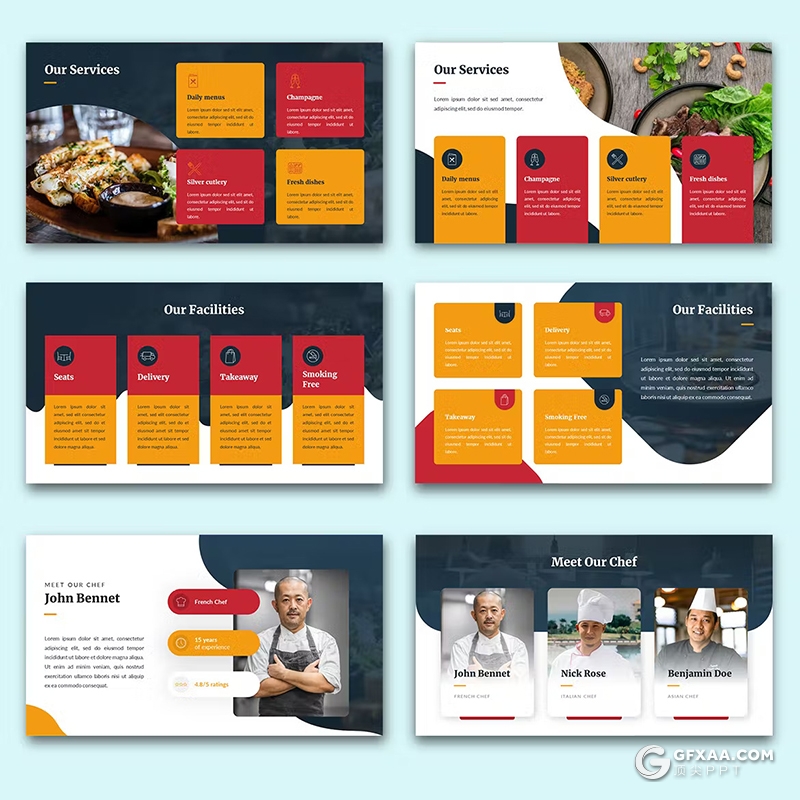 36页餐厅美食介绍展示国外PPT模板 - 顶尖PPT