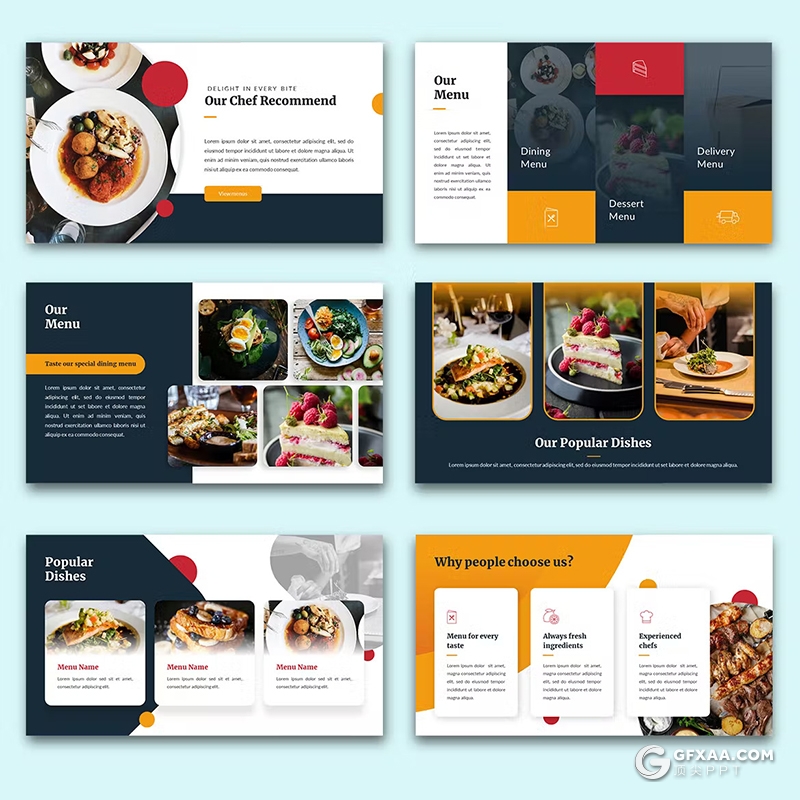 36页餐厅美食介绍展示国外PPT模板 - 顶尖PPT