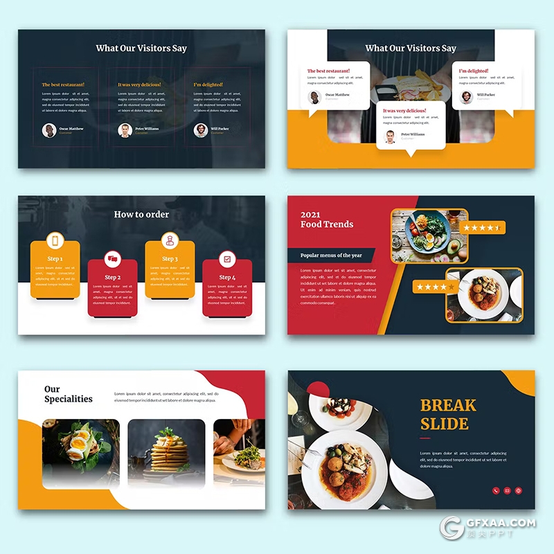 36页餐厅美食介绍展示国外PPT模板 - 顶尖PPT
