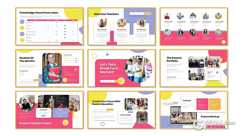 30页多色彩大学课堂教育演示宣传国外PPT模板 - 顶尖PPT