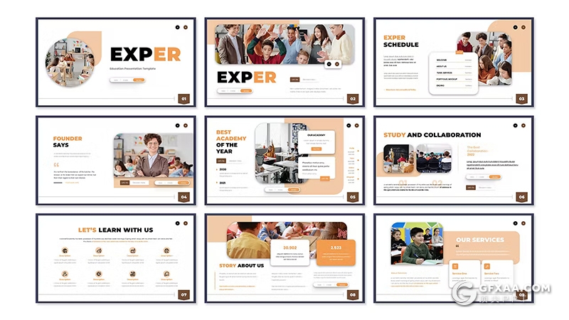 30页精美时尚大学教育课堂演示宣传国外PPT模板 - 顶尖PPT