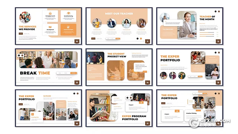 30页精美时尚大学教育课堂演示宣传国外PPT模板 - 顶尖PPT