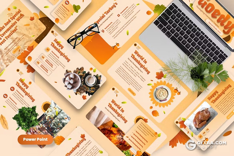 45页橙色大气感恩节主题国外PPT模板 - 顶尖PPT