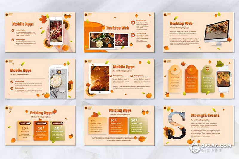 45页橙色大气感恩节主题国外PPT模板 - 顶尖PPT