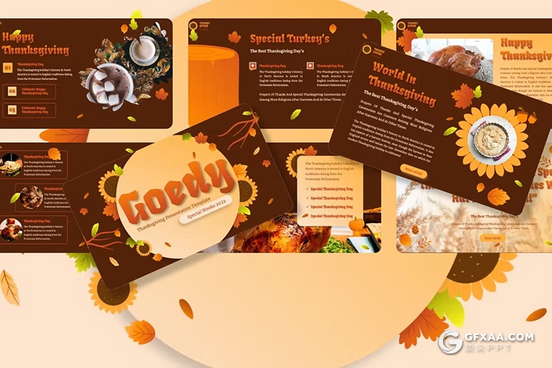 45页橙色大气感恩节主题国外PPT模板 - 顶尖PPT