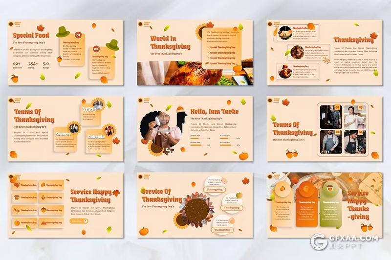 45页橙色大气感恩节主题国外PPT模板 - 顶尖PPT