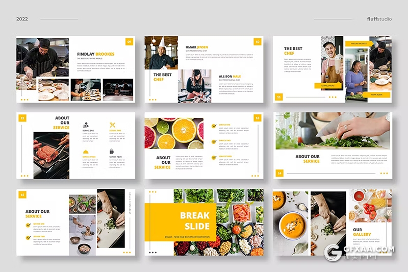 30页餐厅餐饮美食介绍展示数据分析国外PPT模板 - 顶尖PPT