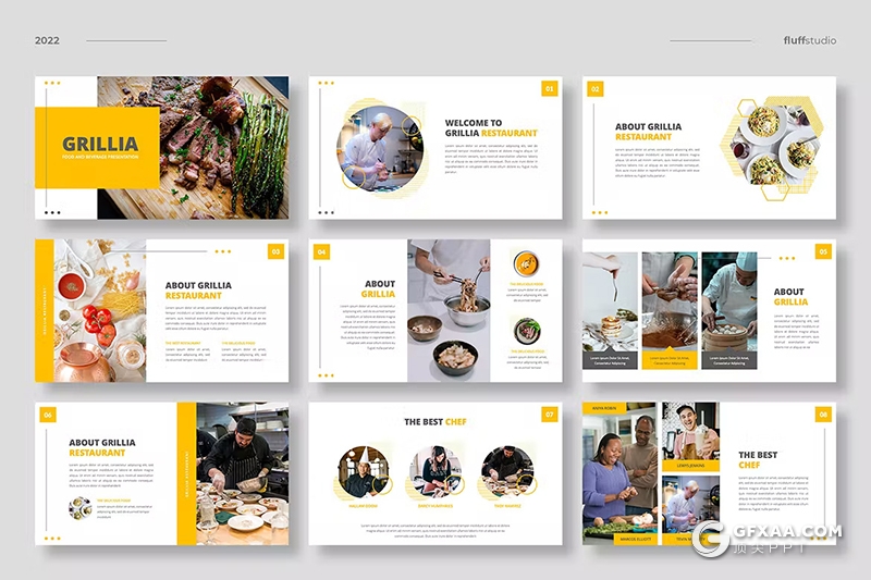 30页餐厅餐饮美食介绍展示数据分析国外PPT模板 - 顶尖PPT