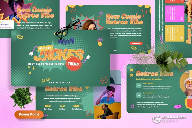 45页绿色时尚精美摄影图片展示通用国外PPT模板 - 顶尖PPT