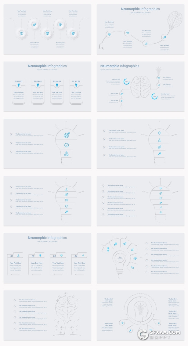 203页蓝色微立体信息图形图表PPT图形模板 - 顶尖PPT