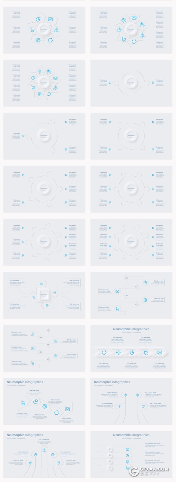 203页蓝色微立体信息图形图表PPT图形模板 - 顶尖PPT