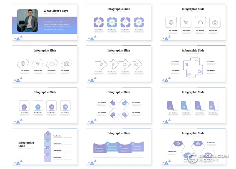30页蓝色渐变色室内设计家居展示PPT模板 - 顶尖PPT