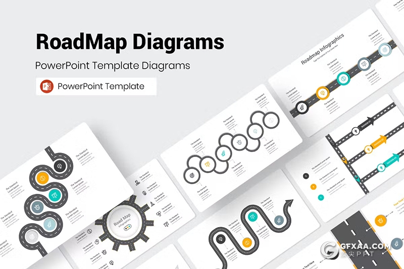 48页路线图形图表PPT模板 - 顶尖PPT