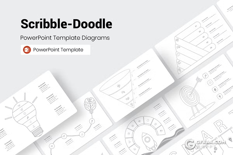 190页黑白线条信息图形图表PPT模板 - 顶尖PPT