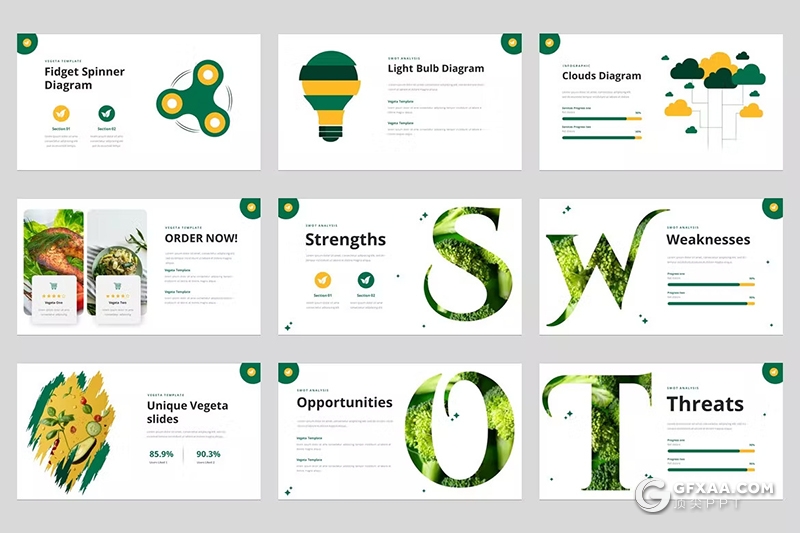 40页绿色蔬菜食品介绍通用PPT模板 - 顶尖PPT