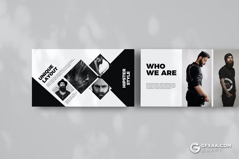 30页黑白风团队介绍商业计划书商务通用国外GoogleSlides模板 - 顶尖PPT