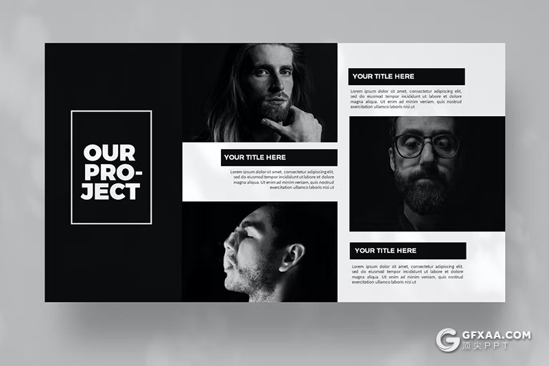 30页黑白风团队介绍商业计划书商务通用国外GoogleSlides模板 - 顶尖PPT