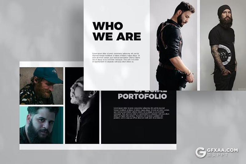 30页黑白风团队介绍商业计划书商务通用国外GoogleSlides模板 - 顶尖PPT