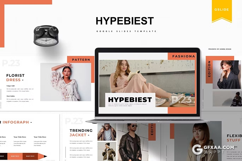 30页大气精美摄影图片展示模特展示通用国外GoogleSlides模板5种配色 - 顶尖PPT