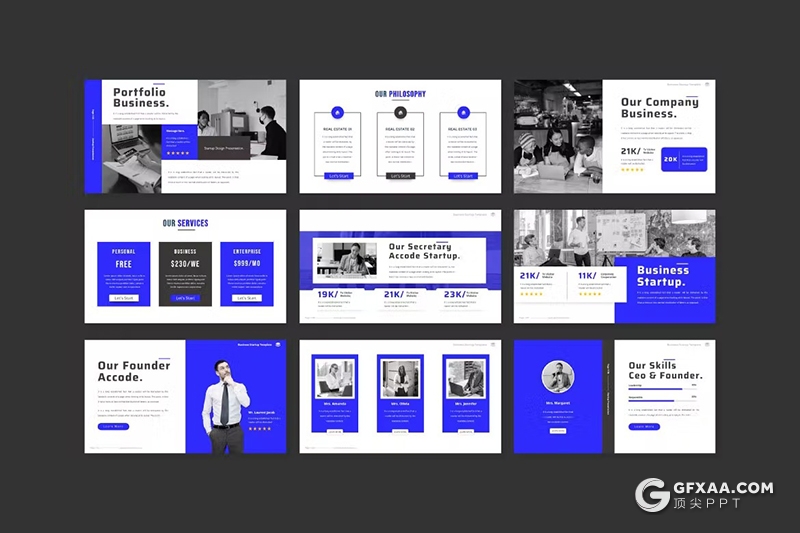 35页蓝色企业介绍商业计划书商务通用国外Keynote模板 - 顶尖PPT