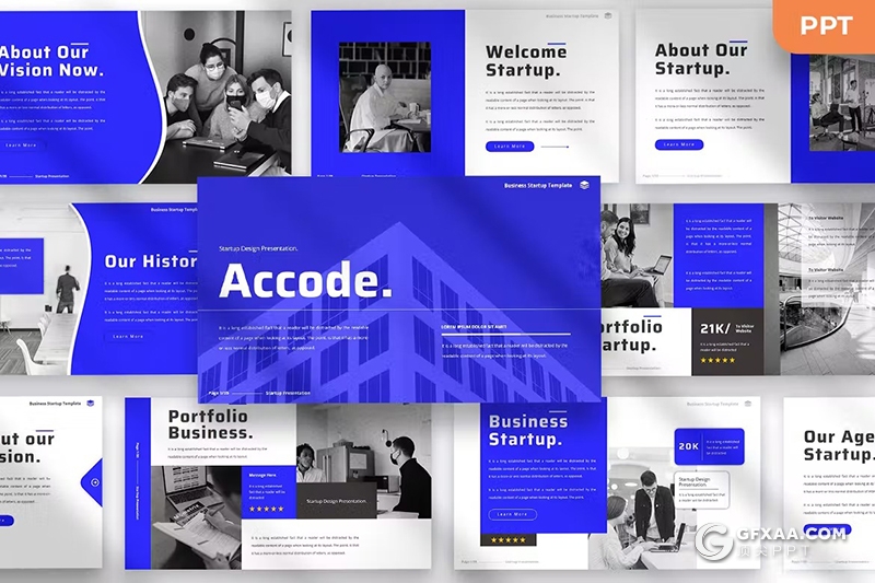 35页蓝色企业介绍商业计划书商务通用国外PPT模板 - 顶尖PPT