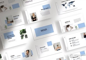 32页摄影图片展示模特展示通用国外PPT模板 - 顶尖PPT