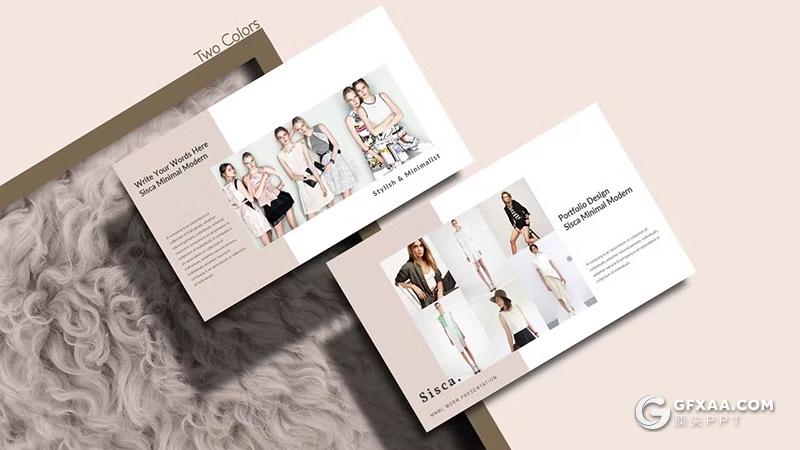 35页文艺风格模特摄影展示服装展示国外PPT模板 - 顶尖PPT