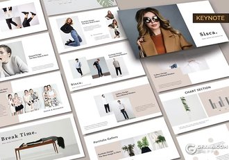 35页文艺风格模特摄影展示服装展示国外KeyNote模板 - 顶尖PPT