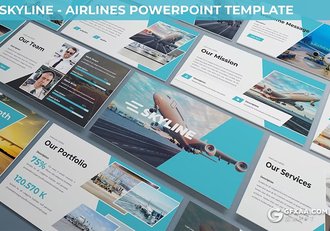 30页航空公司介绍工作总结年终汇报国外通用PPT模板3种配色2款尺寸 - 顶尖PPT