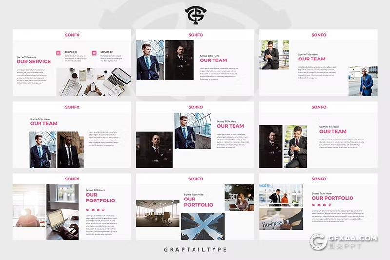 30页简约商务团队介绍商业计划书商务通用国外PPT模板 - 顶尖PPT