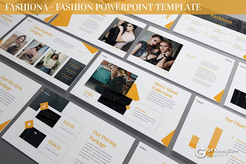 30页大气精美摄影图片展示模特展示通用国外PPT模板3种配色2款尺寸 - 顶尖PPT