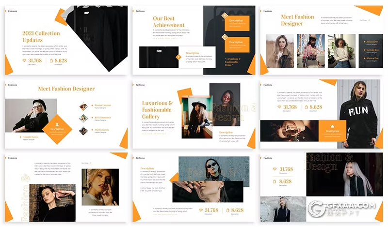 30页大气精美摄影图片展示模特展示通用国外PPT模板3种配色2款尺寸 - 顶尖PPT