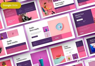39页紫色精美时尚摄影图片展示通用国外GoogleSlides模板 - 顶尖PPT