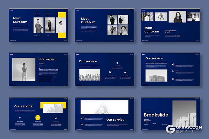 39页精美时尚商务团队介绍商业计划书商务通用国外PPT模板 - 顶尖PPT