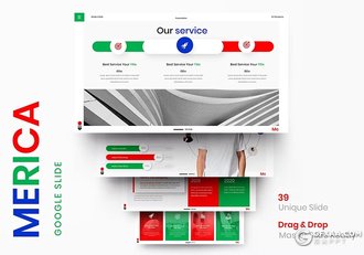 39页红绿配色商务团队介绍商业计划书商务通用国外GoogleSlides模板 - 顶尖PPT