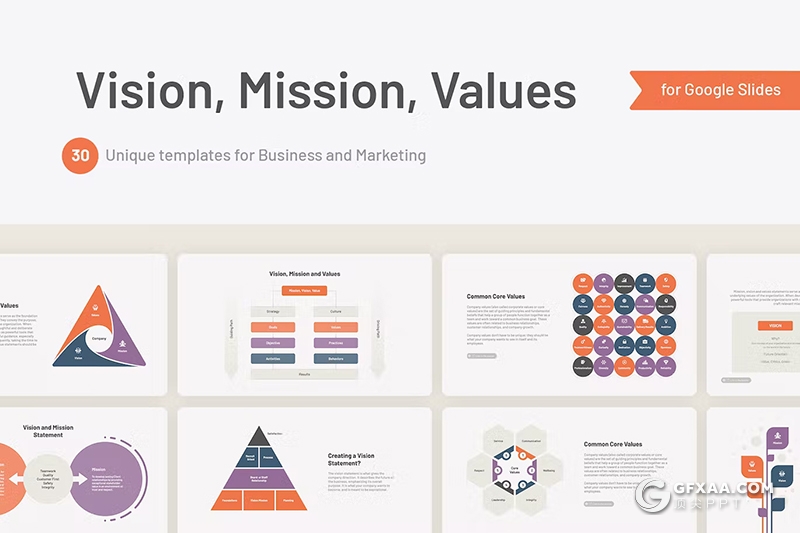 32页多色彩商务图形图表通用GoogleSlides模板 - 顶尖PPT