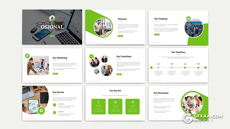 33页绿色大气十四行团队介绍商业计划商务通用国外KeyNote模板 - 顶尖PPT