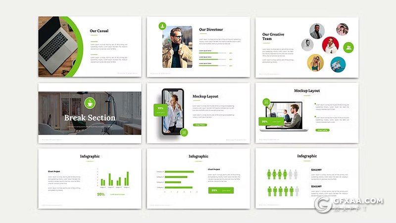 33页绿色大气十四行团队介绍商业计划商务通用国外KeyNote模板 - 顶尖PPT