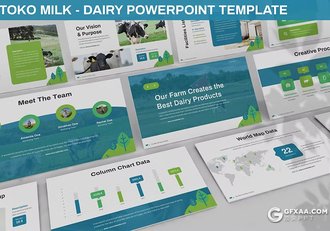 30页牛奶工厂展示牛奶产品宣传数据分析国外PPT模板3种配色2款尺寸 - 顶尖PPT