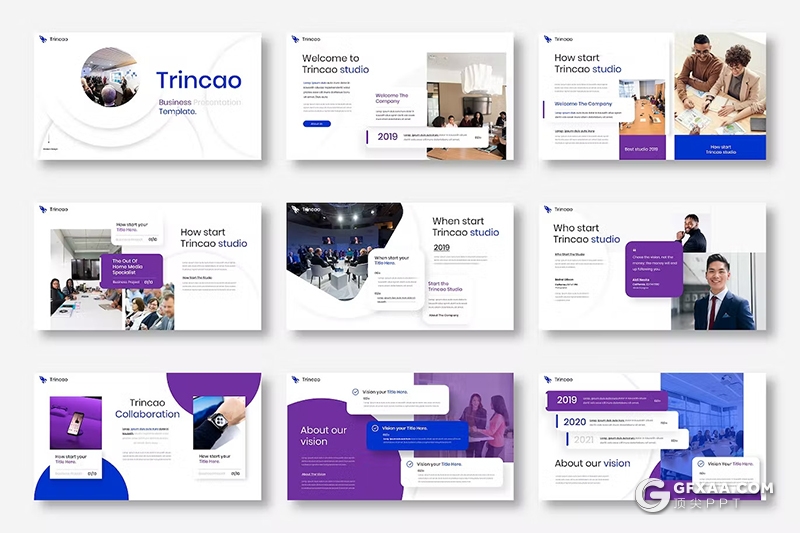 39页简约精美团队介绍商业计划商务通用国外GoogleSlides模板 - 顶尖PPT