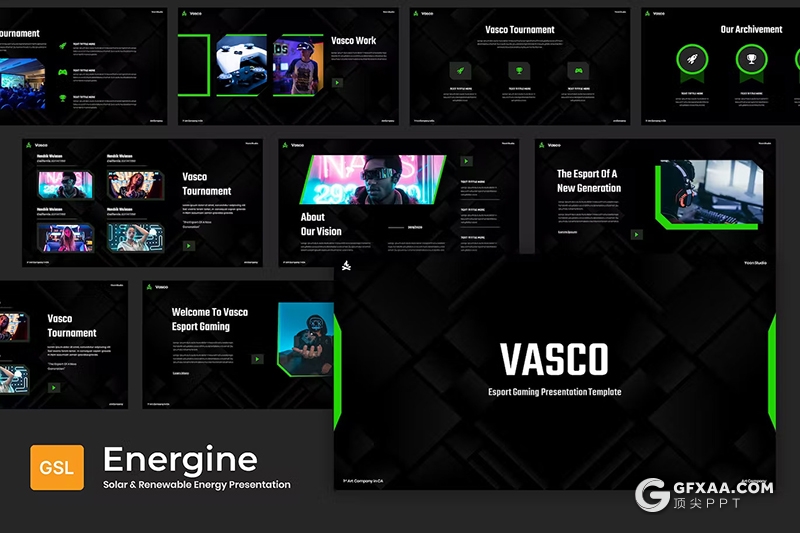 36页高端大气游戏主题通用国外GoogleSlides模板 - 顶尖PPT