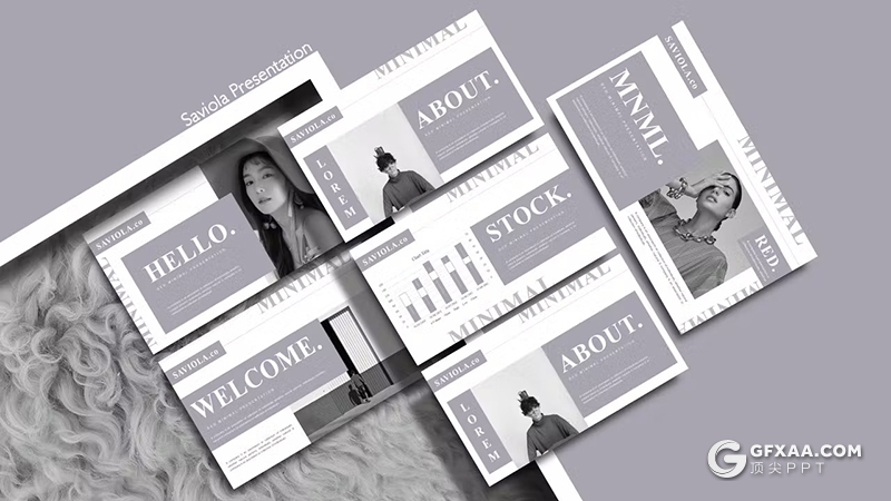 35页精美时尚摄影图片展示产品展示通用国外PPT模板两种配色 - 顶尖PPT