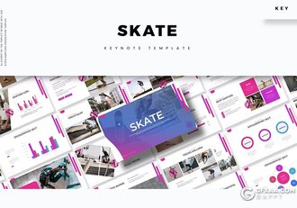 30页户外运动滑板娱乐活动策划国外Keynote模板5种主题配色 - 顶尖PPT